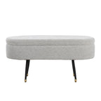 Banc de rangement en tissu, gris clair/crème, 1 place, couvercle rabattable avec pieds en métal