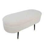 Banc de rangement en tissu, gris clair/crème, 1 place, couvercle rabattable avec pieds en métal