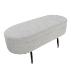 Banc de rangement en tissu, gris clair/crème, 1 place, couvercle rabattable avec pieds en métal
