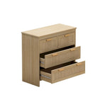 Commode 4 tiroirs en rotin avec cadre en bois, Naturel/Noir, 1 personne