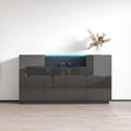 Buffet moderne gris/noir/blanc avec éclairage LED, montage 1 personne