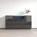 Buffet moderne gris/noir/blanc avec éclairage LED, montage 1 personne