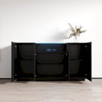 Buffet moderne gris/noir/blanc avec éclairage LED, montage 1 personne