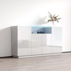 Buffet moderne gris/noir/blanc avec éclairage LED, montage 1 personne