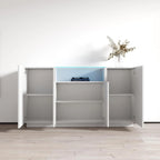 Buffet moderne gris/noir/blanc avec éclairage LED, montage 1 personne