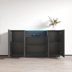 Buffet moderne gris/noir/blanc avec éclairage LED, montage 1 personne