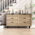 Commode de rangement à 6 tiroirs Noire et Naturelle / Rotin Naturel, Utilisation par 1 personne