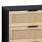 Commode de rangement à 6 tiroirs Noire et Naturelle / Rotin Naturel, Utilisation par 1 personne