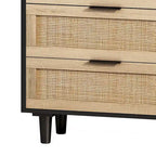 Commode de rangement à 6 tiroirs Noire et Naturelle / Rotin Naturel, Utilisation par 1 personne