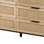 Commode de rangement à 6 tiroirs Noire et Naturelle / Rotin Naturel, Utilisation par 1 personne
