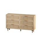 Commode de rangement à 6 tiroirs Noire et Naturelle / Rotin Naturel, Utilisation par 1 personne