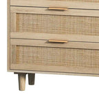 Commode de rangement à 6 tiroirs Noire et Naturelle / Rotin Naturel, Utilisation par 1 personne