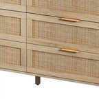 Commode de rangement à 6 tiroirs Noire et Naturelle / Rotin Naturel, Utilisation par 1 personne