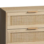 Commode de rangement à 6 tiroirs Noire et Naturelle / Rotin Naturel, Utilisation par 1 personne