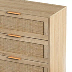 Commode de rangement à 6 tiroirs Noire et Naturelle / Rotin Naturel, Utilisation par 1 personne