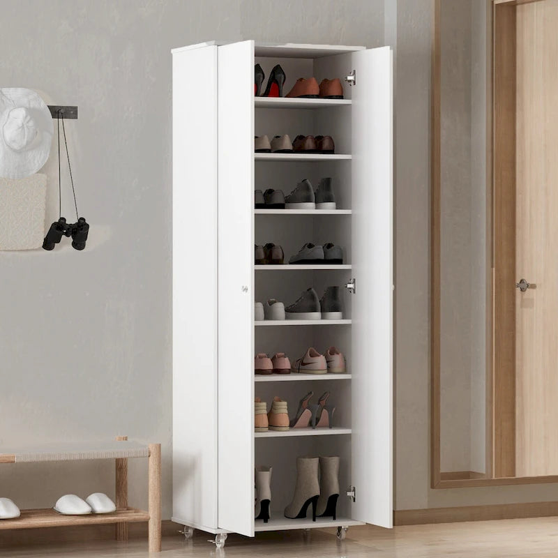Meuble à chaussures étroit 8 couches noir/blanc pour 24 paires