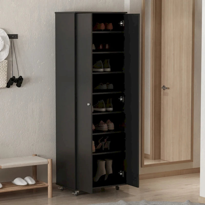 Meuble à chaussures étroit 8 couches noir/blanc pour 24 paires