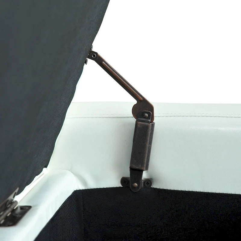 Banc de rangement ottoman en similicuir blanc – 2 places