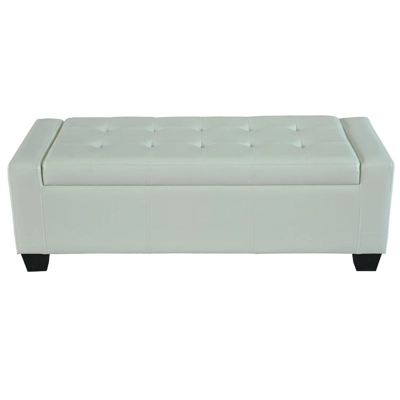 Banc de rangement ottoman en similicuir blanc – 2 places