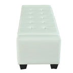 Banc de rangement ottoman en similicuir blanc – 2 places