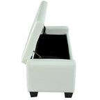 Banc de rangement ottoman en similicuir blanc – 2 places