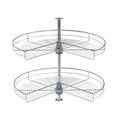 Plateau tournant double tablette 270° gris – 81 cm de diamètre en acier inoxydable