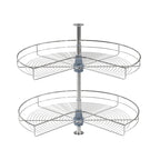 Plateau tournant double tablette 270° gris – 81 cm de diamètre en acier inoxydable