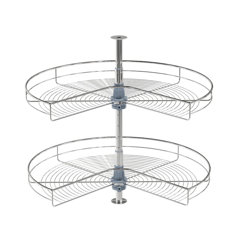 Plateau tournant double tablette 270° gris – 81 cm de diamètre en acier inoxydable