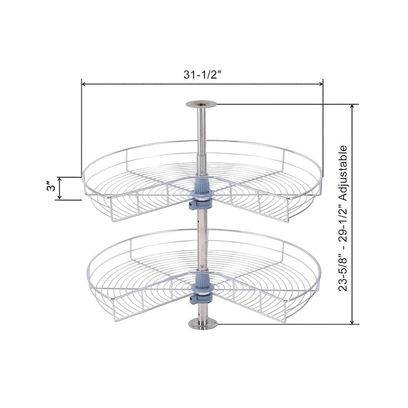 Plateau tournant double tablette 270° gris – 81 cm de diamètre en acier inoxydable