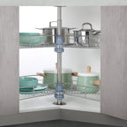 Plateau tournant double tablette 270° gris – 81 cm de diamètre en acier inoxydable