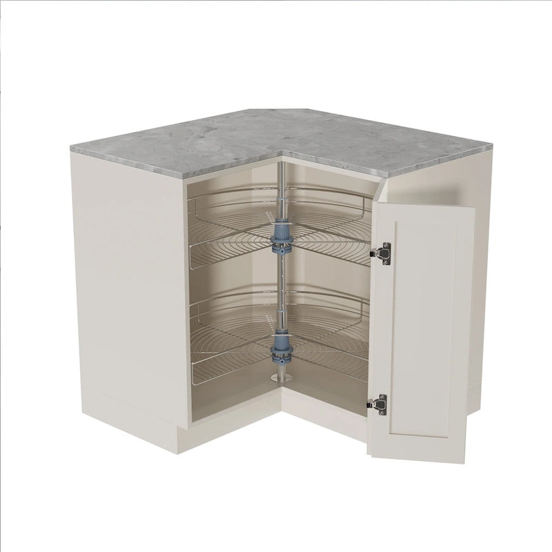Plateau tournant double tablette 270° gris – 81 cm de diamètre en acier inoxydable