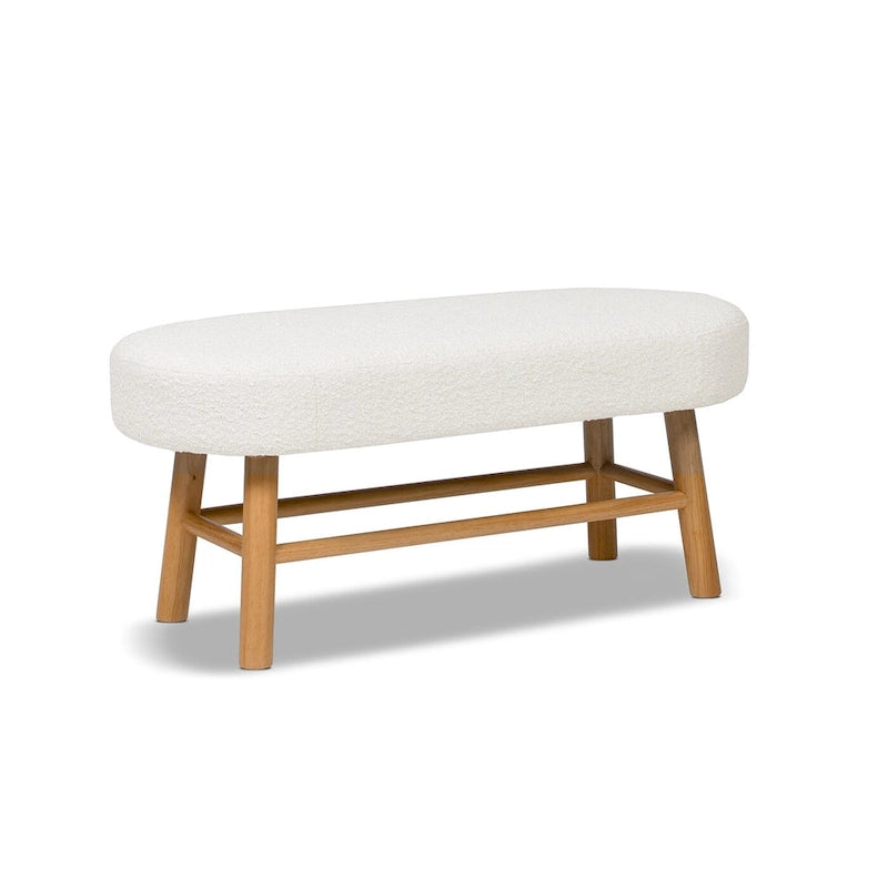 Banc d'appoint Boucle blanc cassé, forme pilule, 1 personne