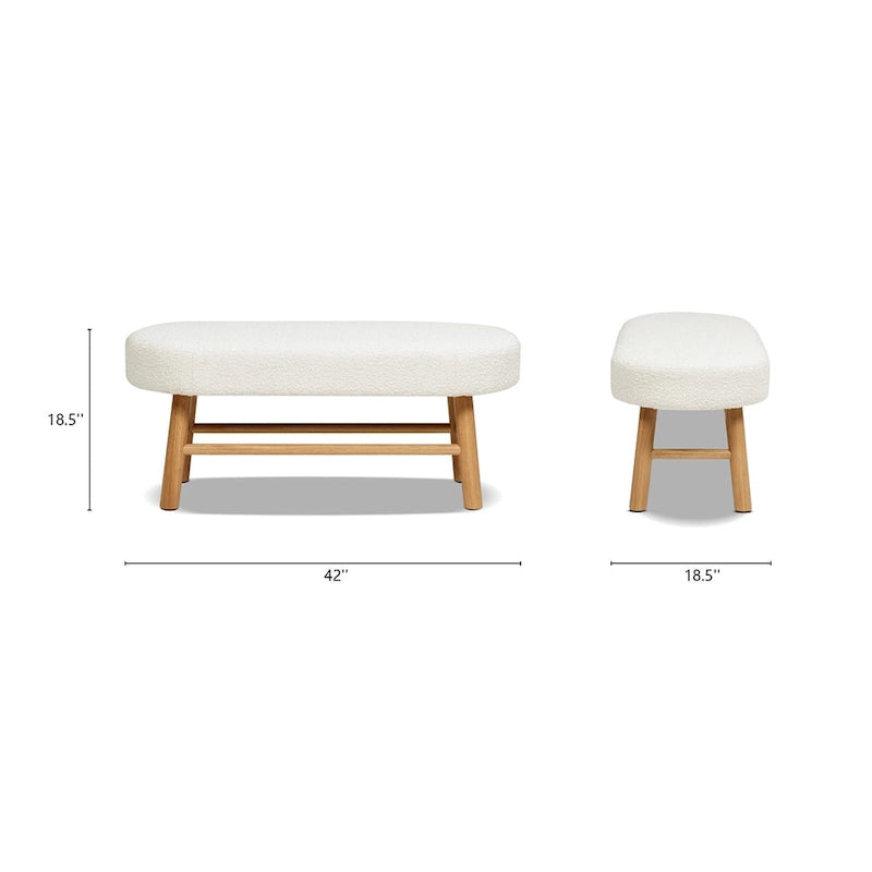 Banc d'appoint Boucle blanc cassé, forme pilule, 1 personne