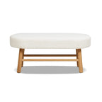 Banc d'appoint Boucle blanc cassé, forme pilule, 1 personne