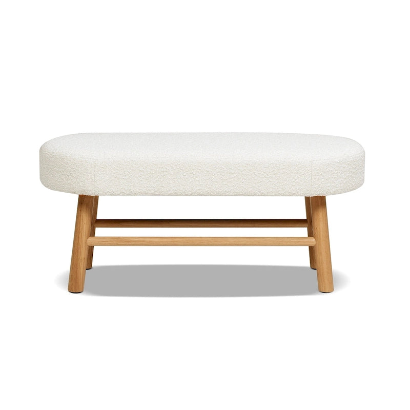 Banc d'appoint Boucle blanc cassé, forme pilule, 1 personne