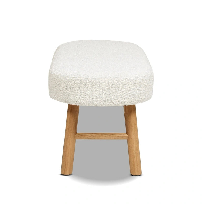 Banc d'appoint Boucle blanc cassé, forme pilule, 1 personne