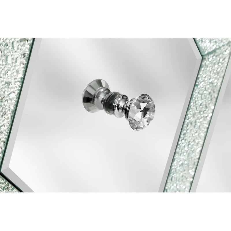 Meuble de rangement 2 portes, miroir argenté – Style M et losange