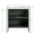 Meuble de rangement 2 portes, miroir argenté – Style M et losange