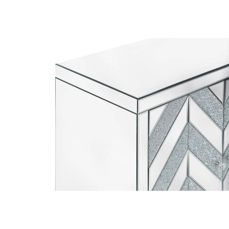 Meuble de rangement 2 portes, miroir argenté – Style M et losange