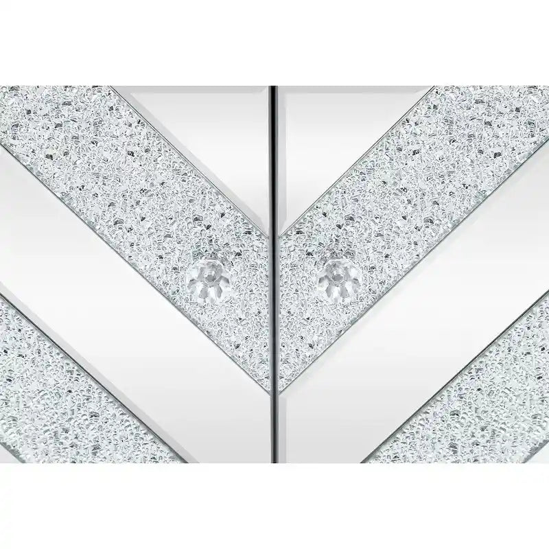 Meuble de rangement 2 portes, miroir argenté – Style M et losange