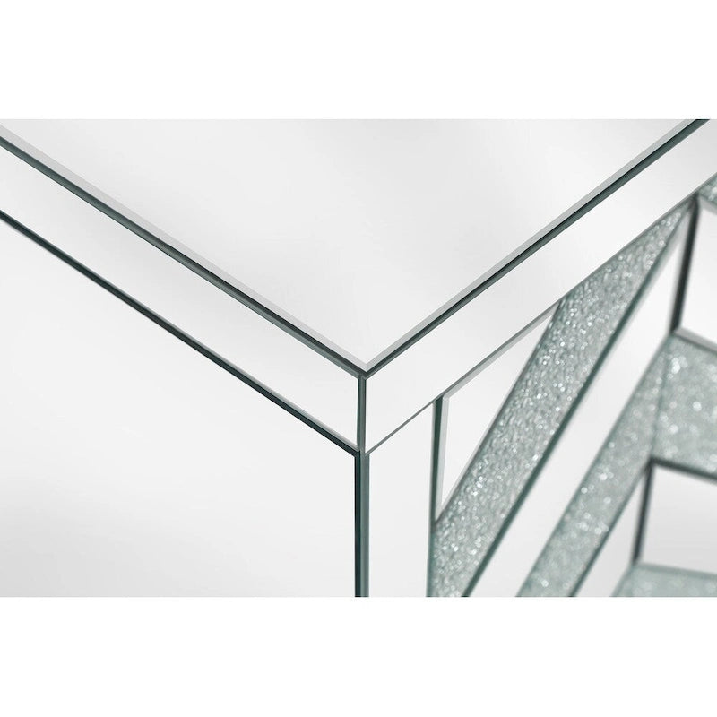 Meuble de rangement 2 portes, miroir argenté – Style M et losange