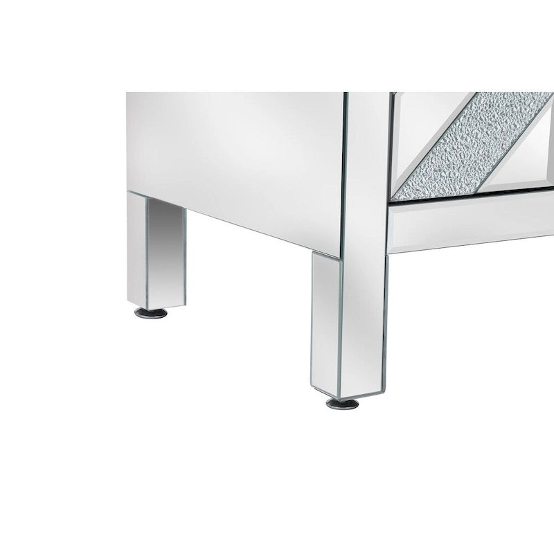 Meuble de rangement 2 portes, miroir argenté – Style M et losange