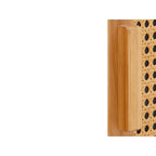 Enfilade 3 portes en rotin tressé naturel / espresso avec étagères, piètement traîneau