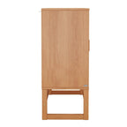 Enfilade 3 portes en rotin tressé naturel / espresso avec étagères, piètement traîneau