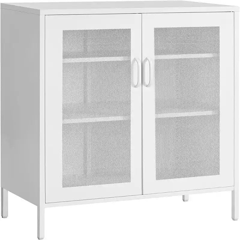 Meuble de rangement en filet d'acier blanc/noir/bleu, montage par 1 personne