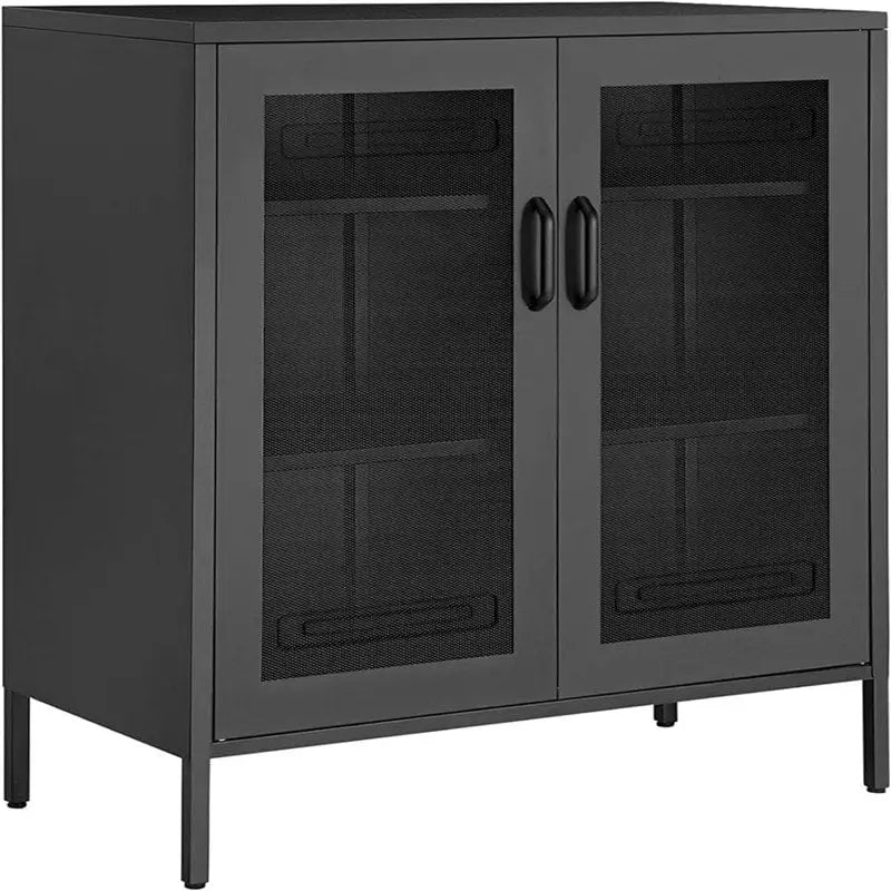 Meuble de rangement en filet d'acier blanc/noir/bleu, montage par 1 personne