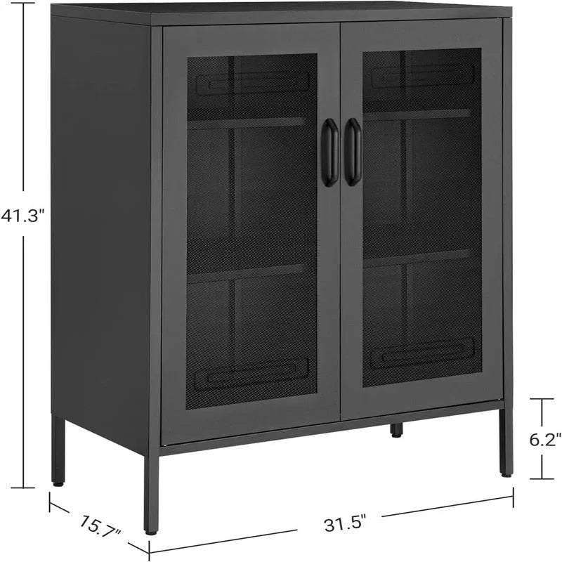 Meuble de rangement en filet d'acier blanc/noir/bleu, montage par 1 personne