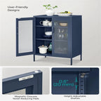 Meuble de rangement en filet d'acier blanc/noir/bleu, montage par 1 personne