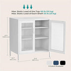 Meuble de rangement en filet d'acier blanc/noir/bleu, montage par 1 personne