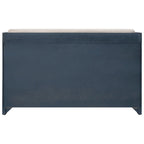 Banc de rangement capitonné bleu marine/blanc avec 2 tiroirs et panier – 1 place